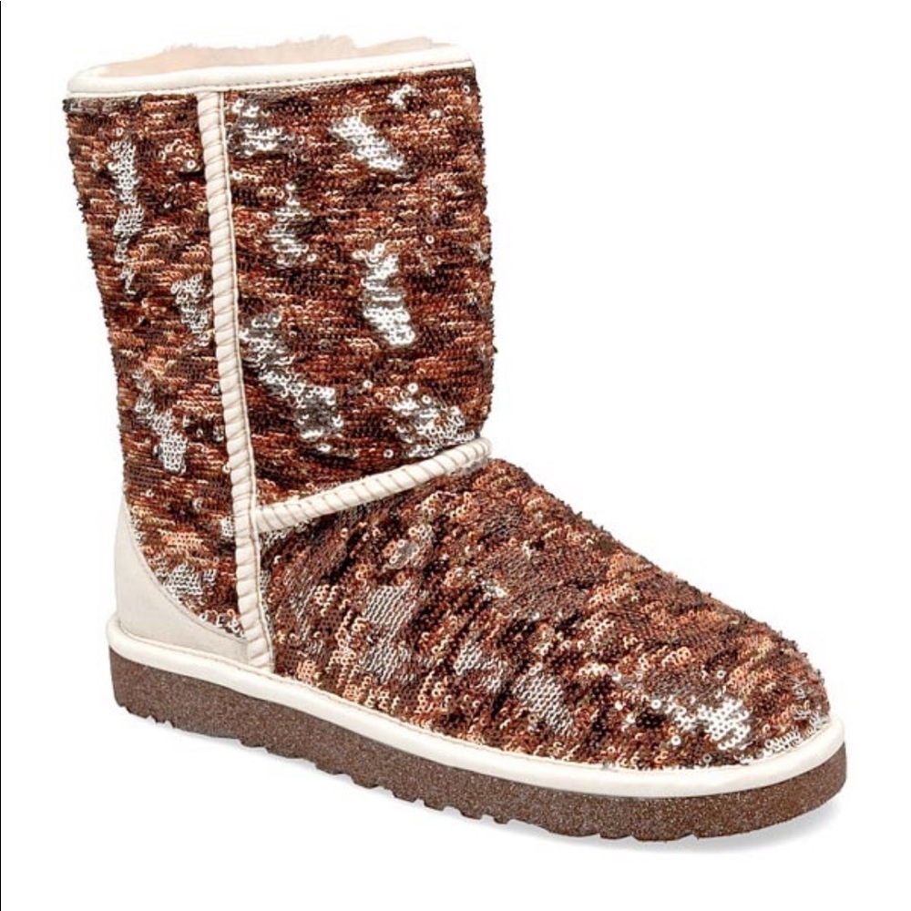Cream Sequin Ugg Boots